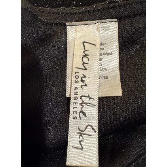 Lucy In The Sky Black Satin Cutout Mini Dress Small - Picture 6 of 7